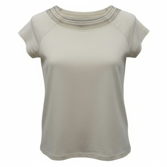 Ralph Lauren Tops - Ralph Lauren Cream Fitted Short Sleeve Tee